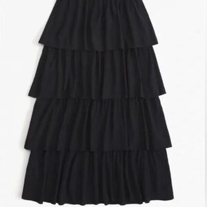 Black Tiered Maxi Skirt Set